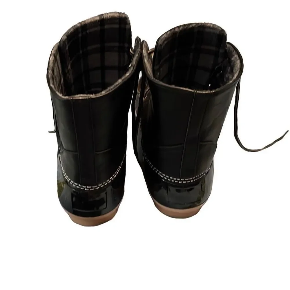 Twisted flannel lined duck boots size 10